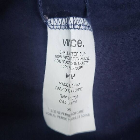 Vince Womens Silk Top Blue Size Medium V Neck Long Sleeve Pullover Lightweight - Picture 5 of 7